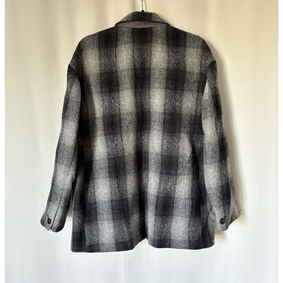 Madewell Dorset Blazer Jacket XL Plaid Check Buffalo Black White Wool Oversized - Picture 6 of 15